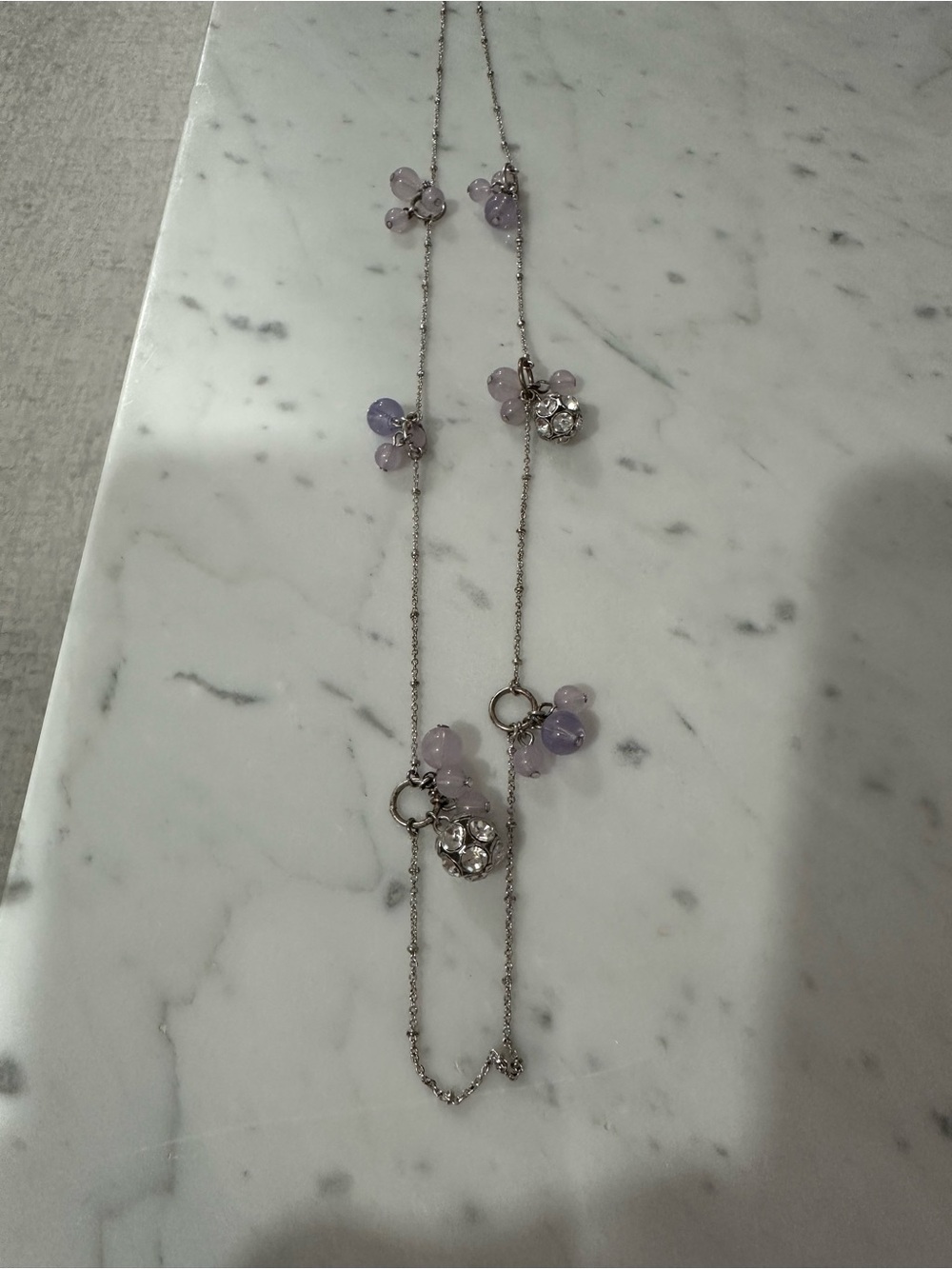 J. Crew Silver-Tone Necklace with Lavender Bead Clusters